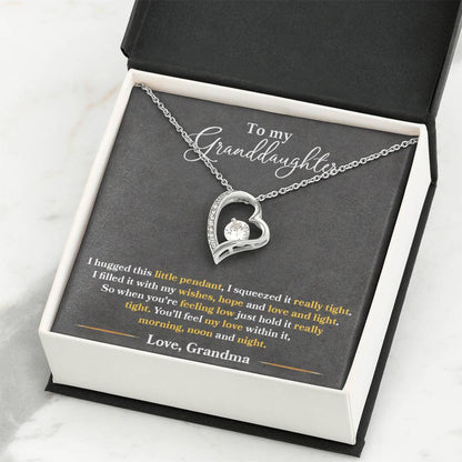 To My Granddaughter "You'll Feel My Love Within This" Heart Necklace
