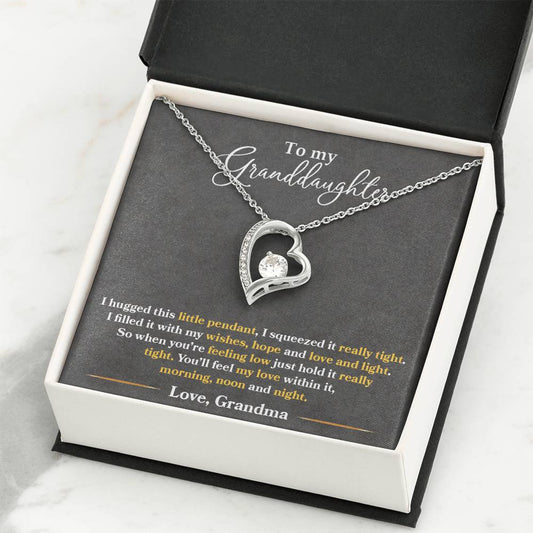 To My Granddaughter "You'll Feel My Love Within This" Heart Necklace