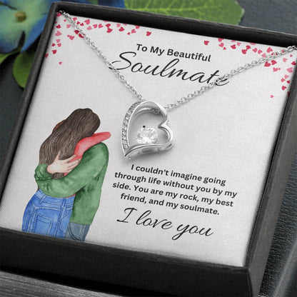 To My Soulmate "You Are My Rock" Heart Necklace