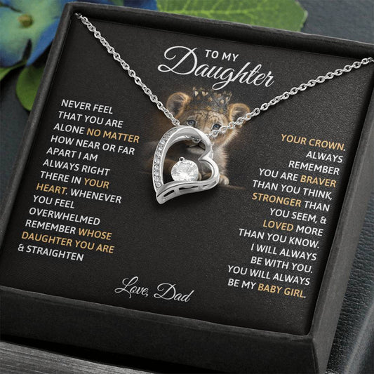 To My Daughter "You Will Always Be My Baby Girl" Heart Necklace