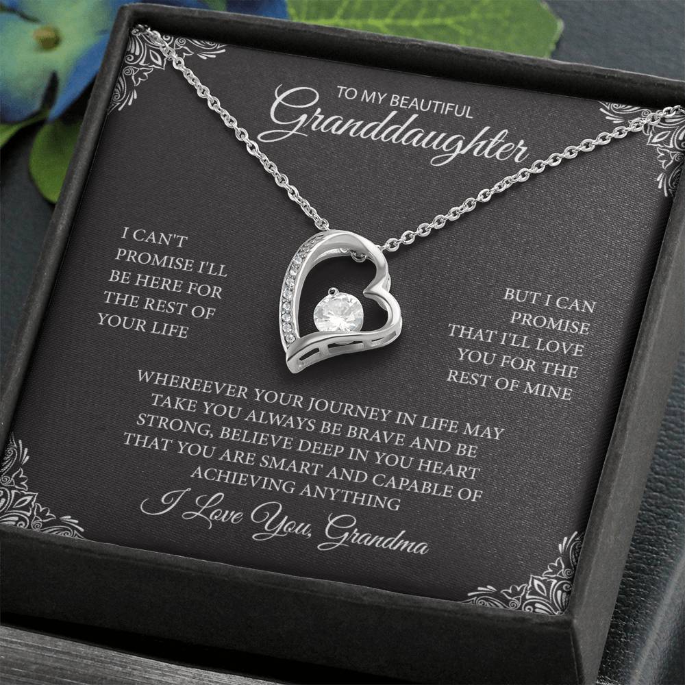 To My Granddaughter "Always Be Brave" Heart Necklace