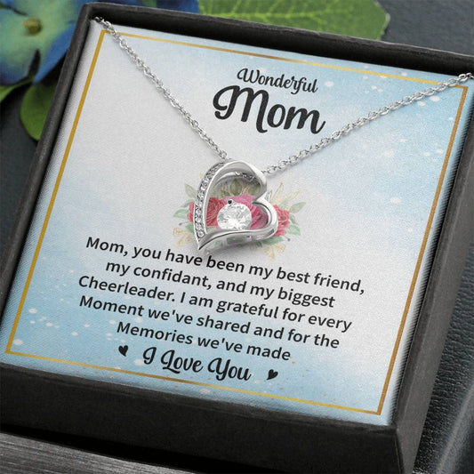 Wonderful Mom "Grateful For Every Moment" Heart Necklace