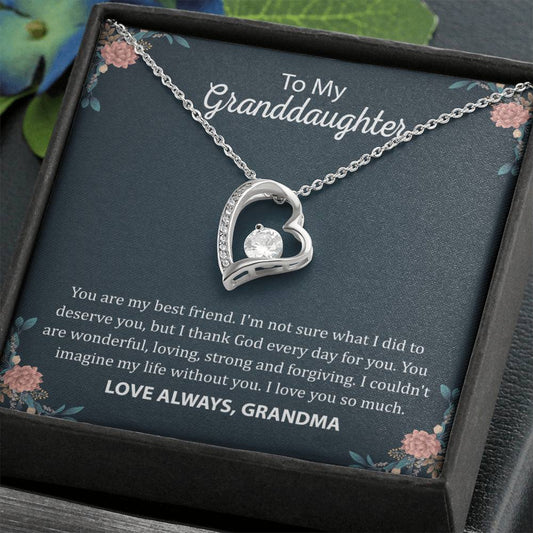 To My Granddaughter "You Are My Best Friend" Heart Necklace