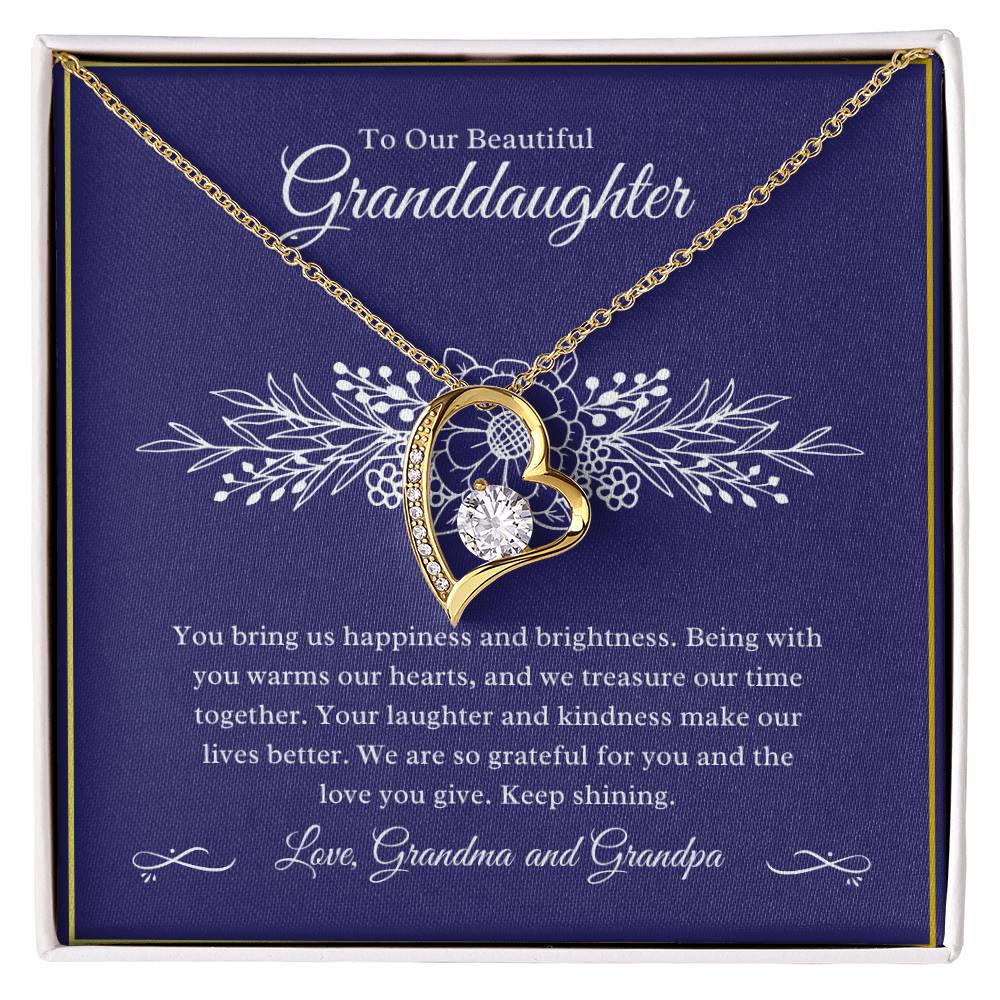 Gift For Granddaughter "You Bring Us Happiness" Heart Necklace
