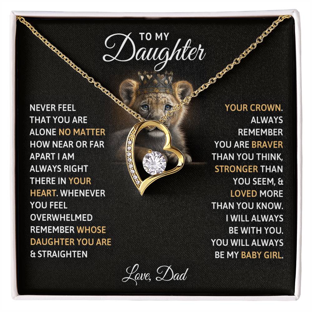 To My Daughter "You Will Always Be My Baby Girl" Heart Necklace
