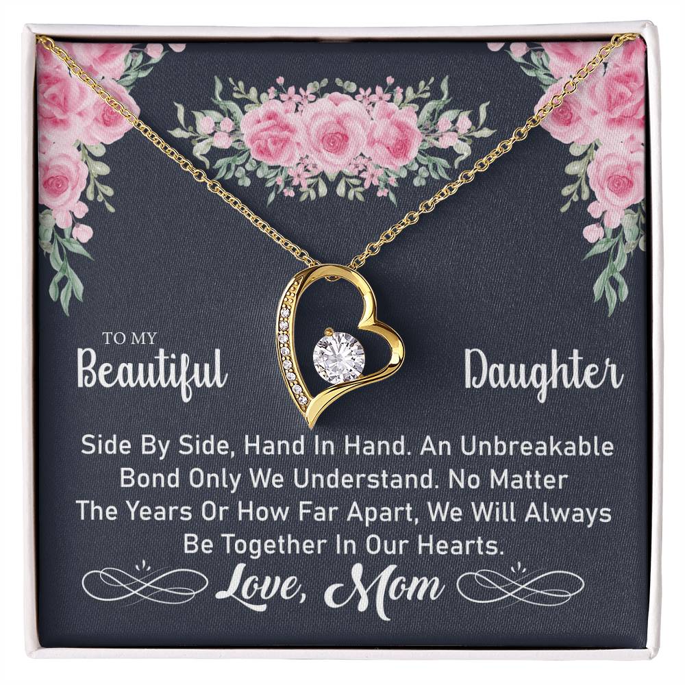 To My Daughter "An Unbreakable Bond" Heart Necklace
