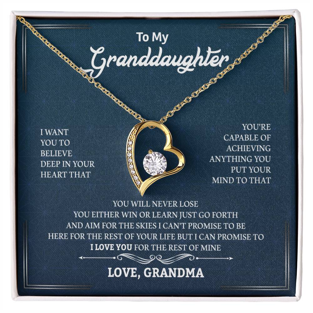 To My Granddaughter "You Will Never Lose" Heart Necklace