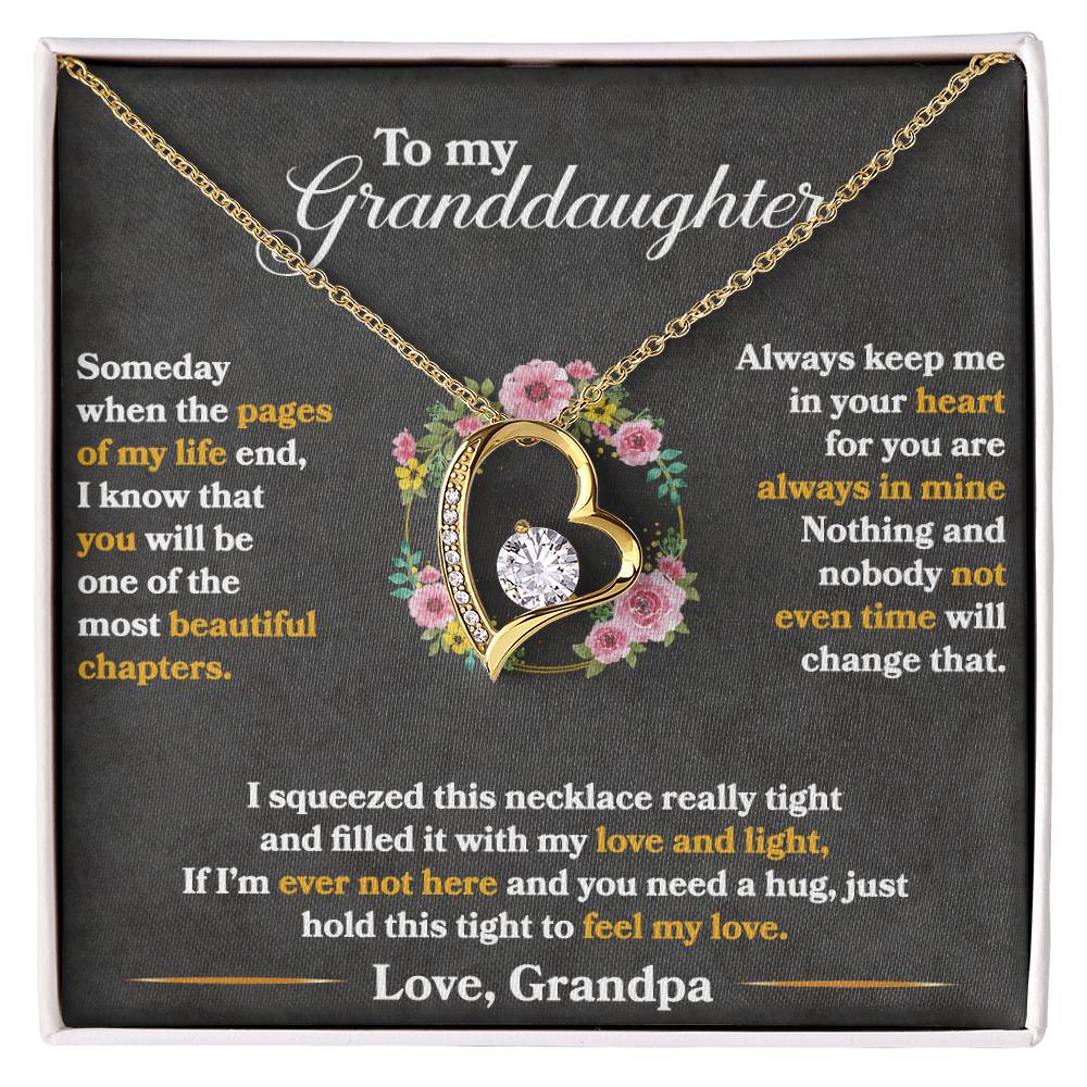 To My Granddaughter "Hold This Tight To Feel My Love" Heart Necklace