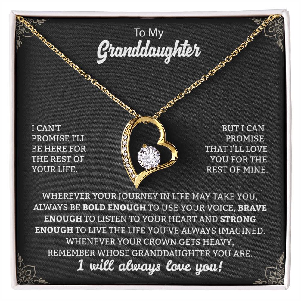 To My Granddaughter "Remember Who's Granddaughter You Are" Heart Necklace