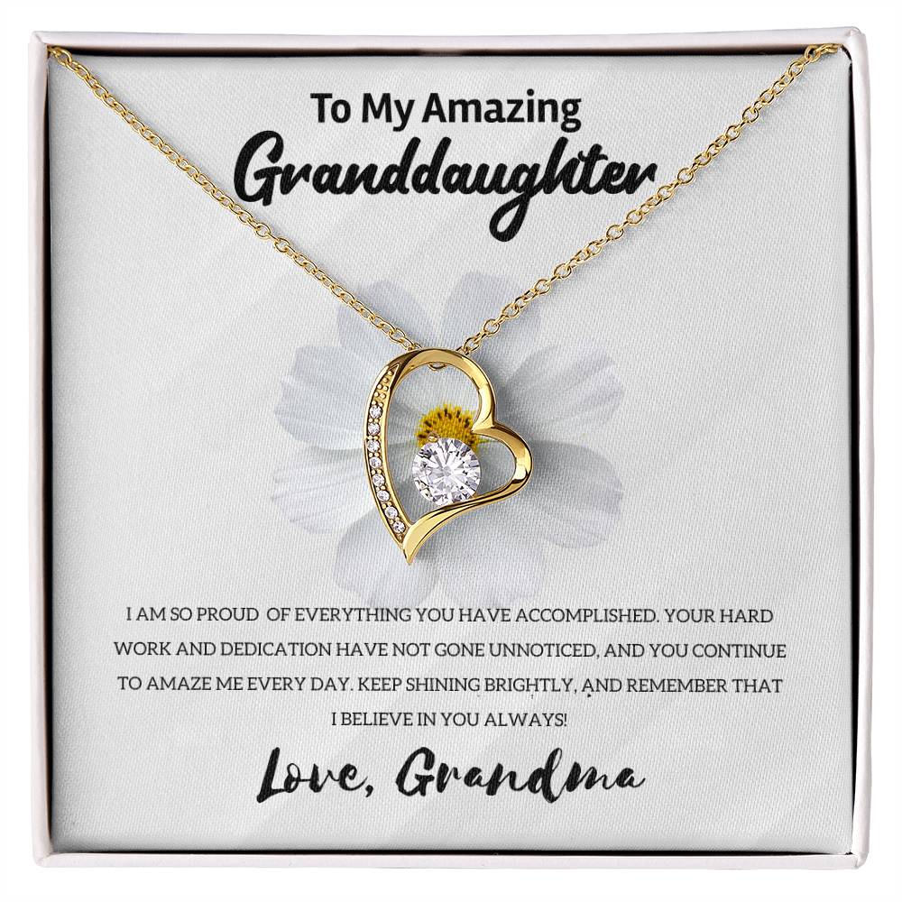 Gift For Granddaughter "Keep Shining Brightly" Heart Necklace