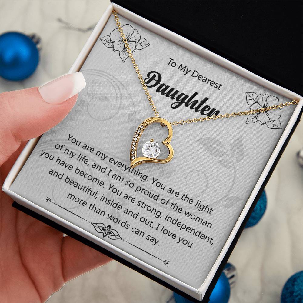 To My Dearest Daughter "You Are My Everything" Heart Necklace