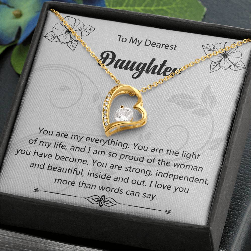 To My Dearest Daughter "You Are My Everything" Heart Necklace