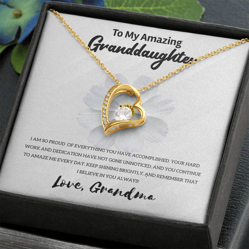 Gift For Granddaughter "Keep Shining Brightly" Heart Necklace