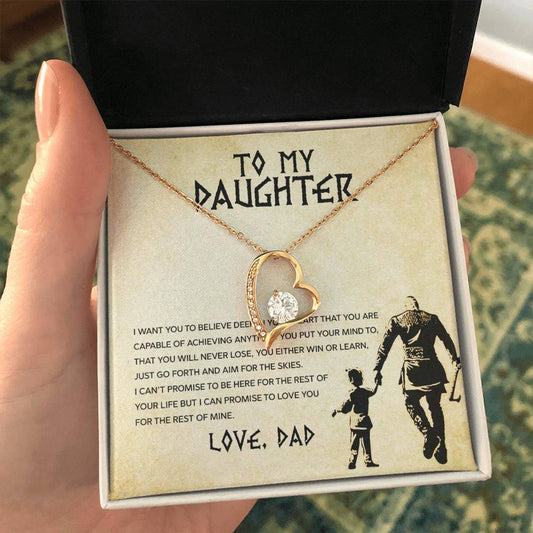 To My Daughter "You Will Never Lose" Heart Necklace