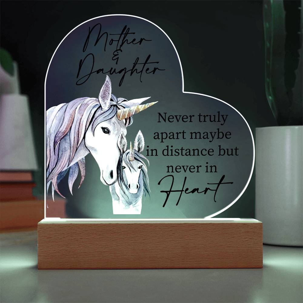 Gift For Mother or Daughter "Never Truly Apart" Heart Acrylic Plaque